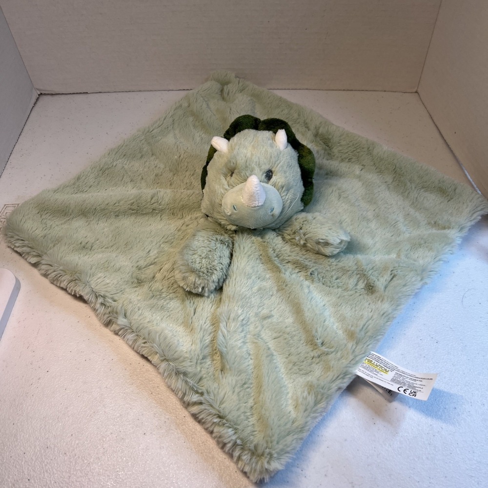 KELLY TOYS GREEN DINO SECURITY BLANKET K LUX PLUSH BABY LOVEY RATTLE TOY-CRIB